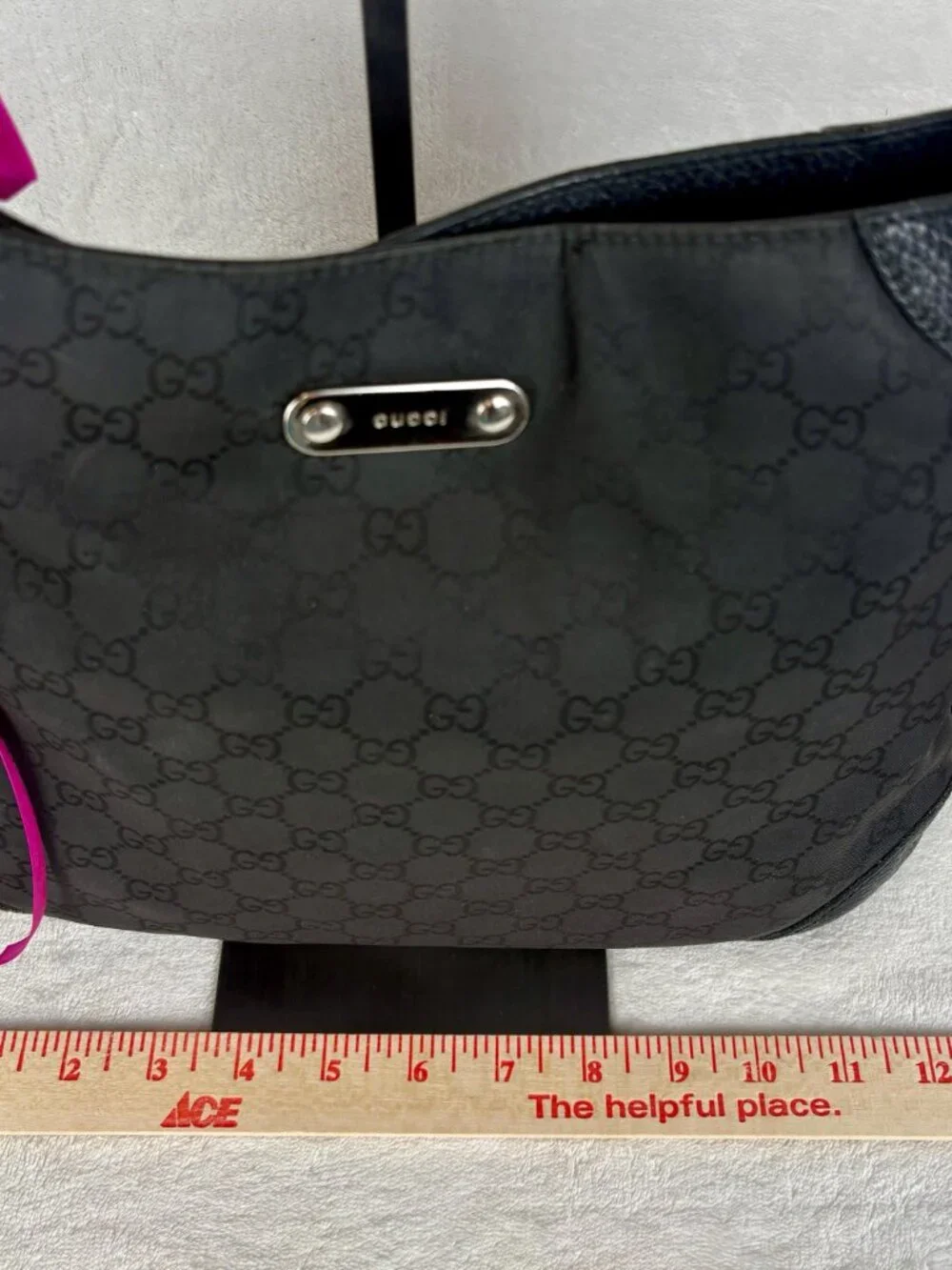 Gucci Vintage Black Monogram GG Canvas Hobo Shoulder Bag